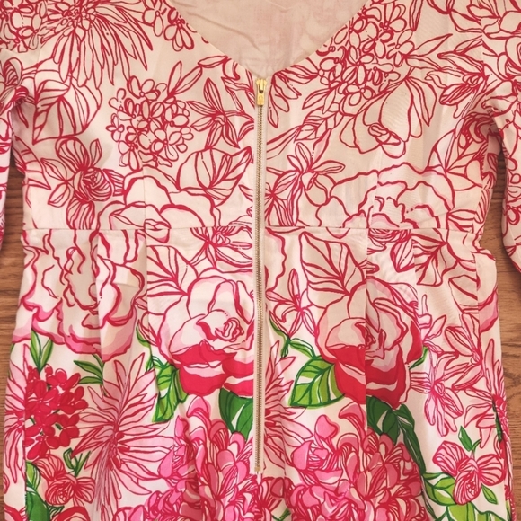 EUC Lilly Pulitzer Floral Pink and Green Dress, Size 6 - Picture 5 of 8